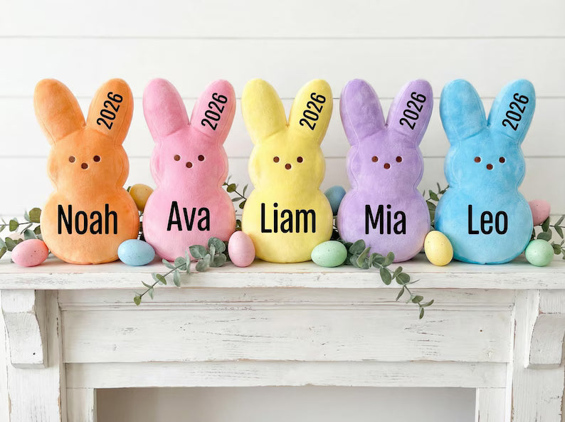 Personalized Easter Bunny Plushie – Custom Name Stuffed Toy