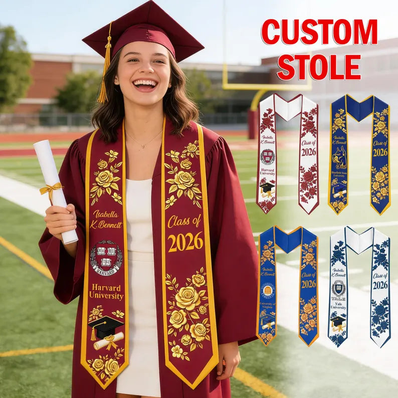 Custom Graduation Stole – Class of 2026 Name & Logo Sash