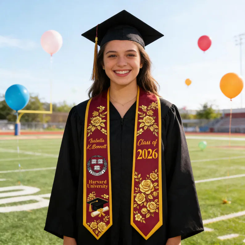 Custom Graduation Stole – Class of 2026 Name & Logo Sash