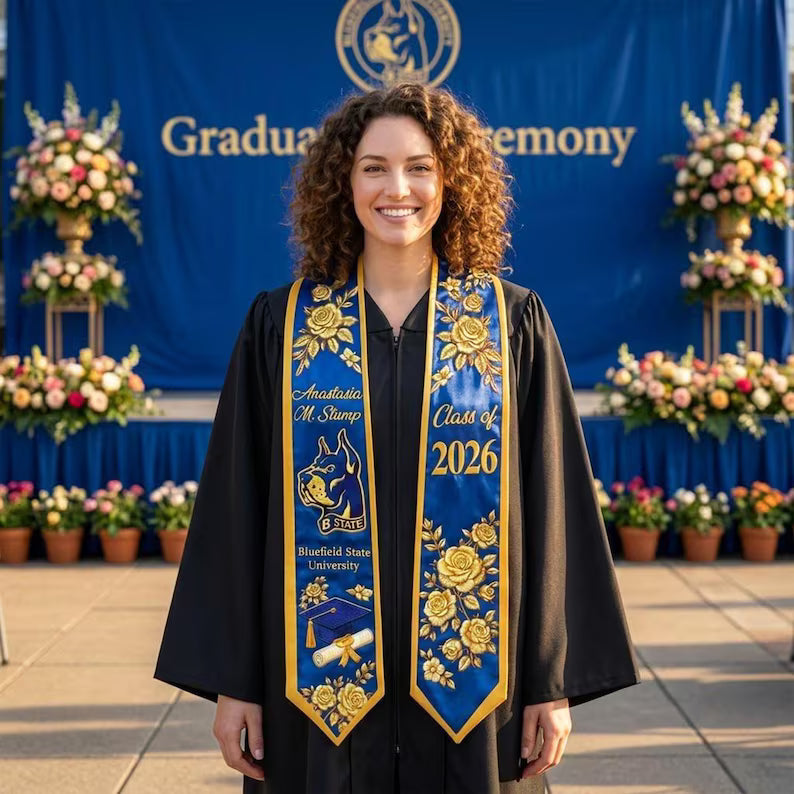 Custom Graduation Stole – Class of 2026 Name & Logo Sash