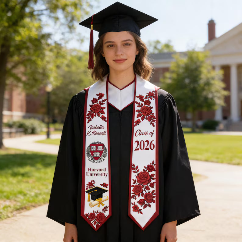 Custom Graduation Stole – Class of 2026 Name & Logo Sash