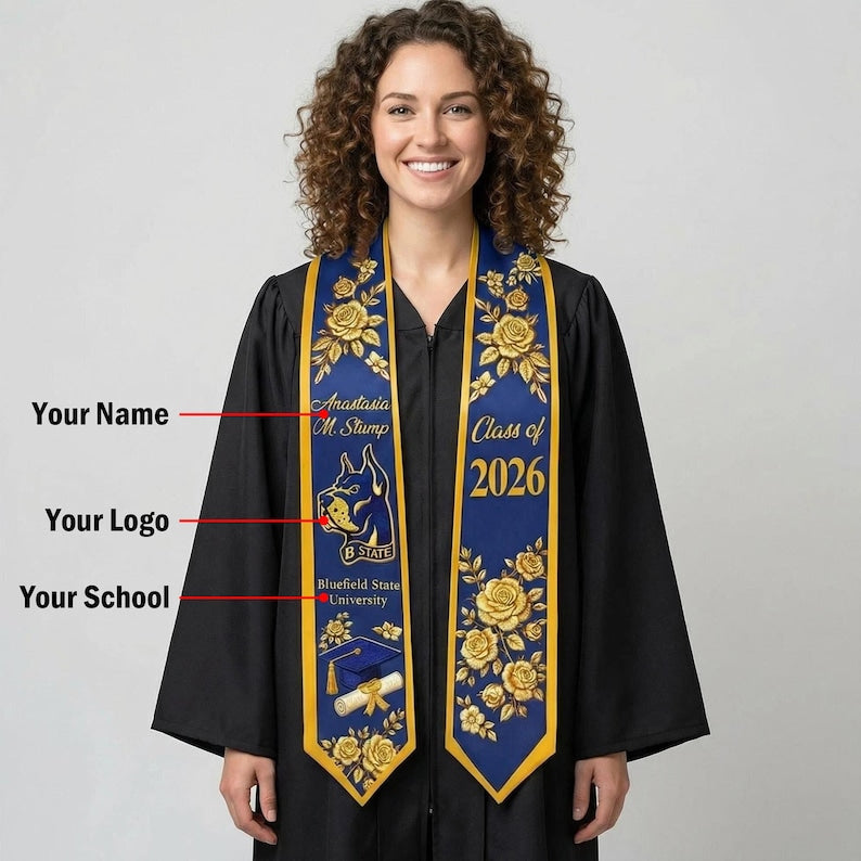 Custom Graduation Stole – Class of 2026 Name & Logo Sash