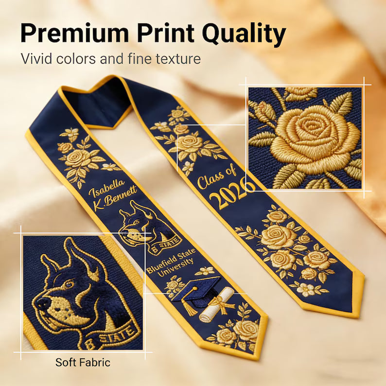Custom Graduation Stole – Class of 2026 Name & Logo Sash