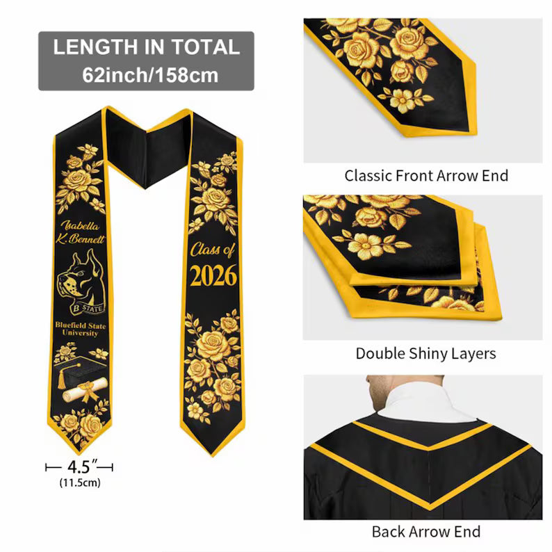 Custom Graduation Stole – Class of 2026 Name & Logo Sash