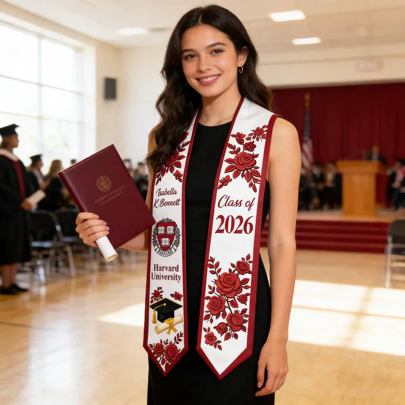 Custom Graduation Stole – Class of 2026 Name & Logo Sash