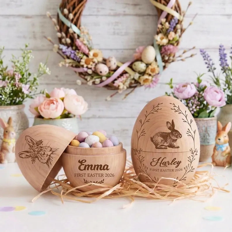 Personalized Fillable Wooden Easter Egg – Engraved Keepsake