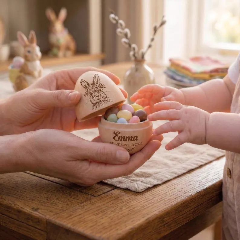 Personalized Fillable Wooden Easter Egg – Engraved Keepsake