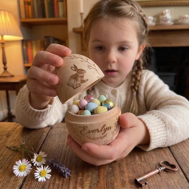 Personalized Fillable Wooden Easter Egg – Engraved Keepsake