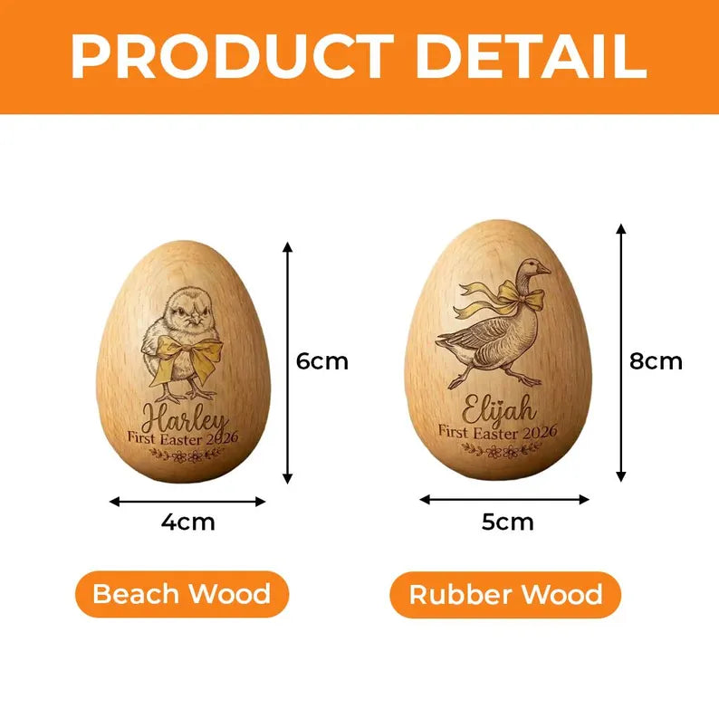 Personalized Wooden Easter Egg – Engraved Bunny Keepsake