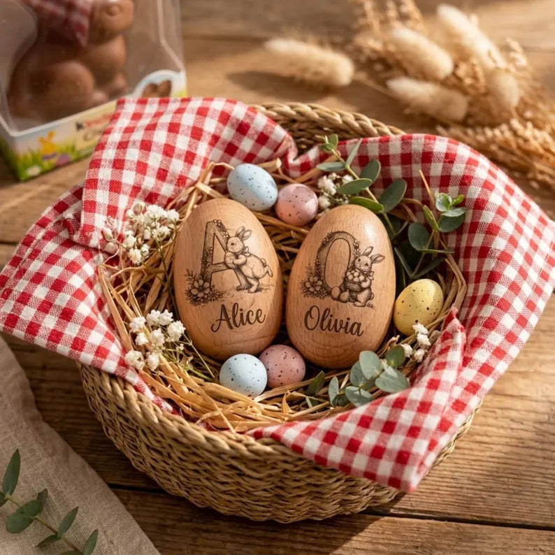 Personalized Wooden Easter Egg Shaker – Engraved Keepsake Toy