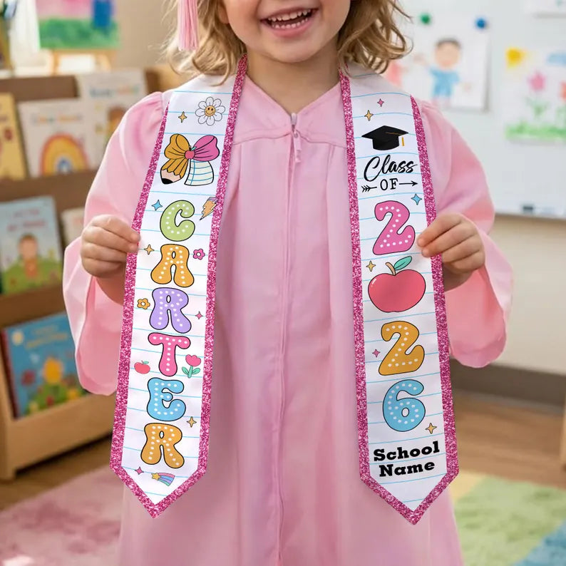 Custom Kids Graduation Stole – Class of 2026 Sash