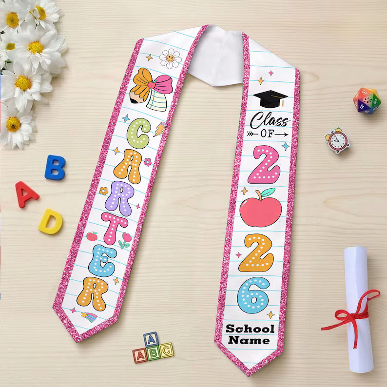 Custom Kids Graduation Stole – Class of 2026 Sash