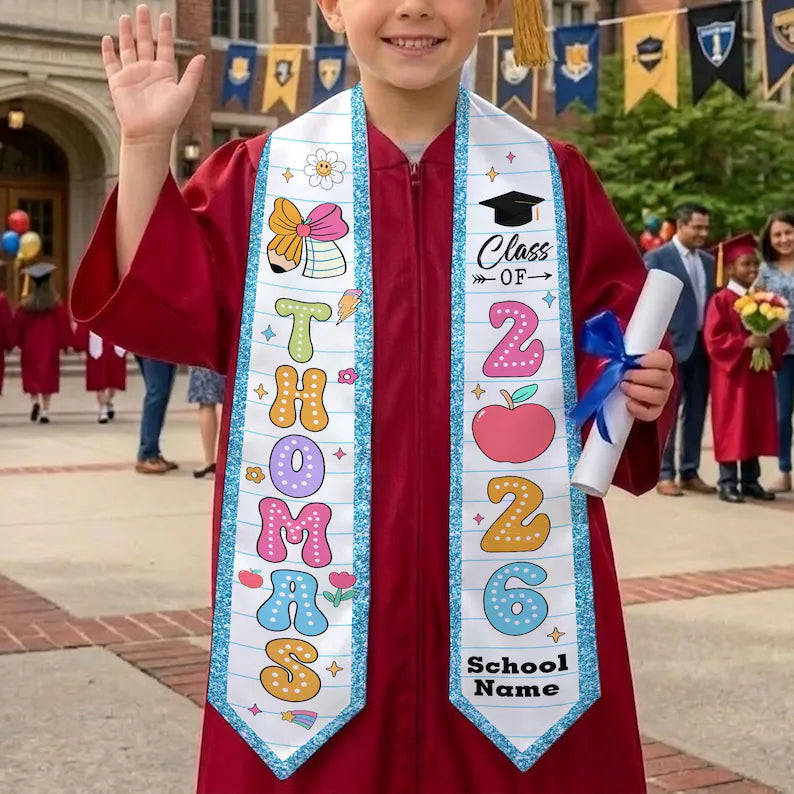 Custom Kids Graduation Stole – Class of 2026 Sash
