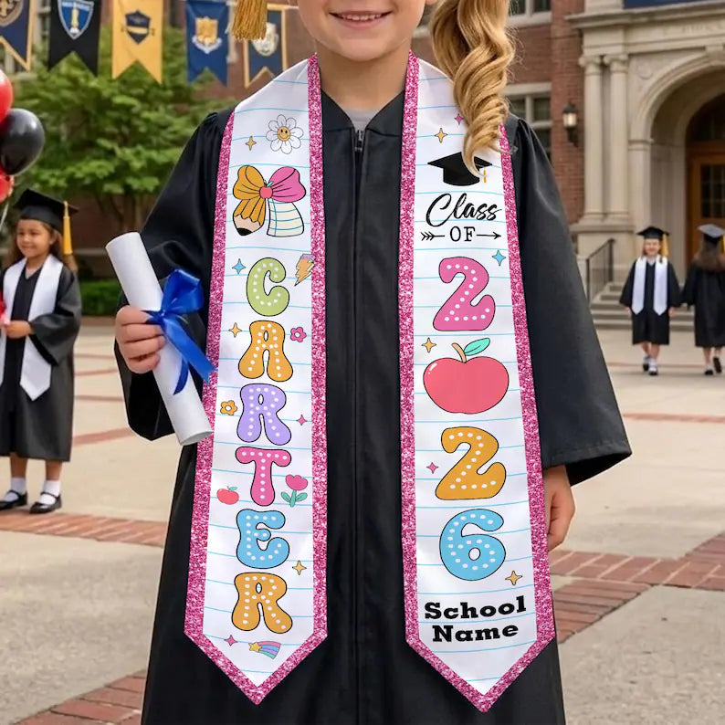 Custom Kids Graduation Stole – Class of 2026 Sash