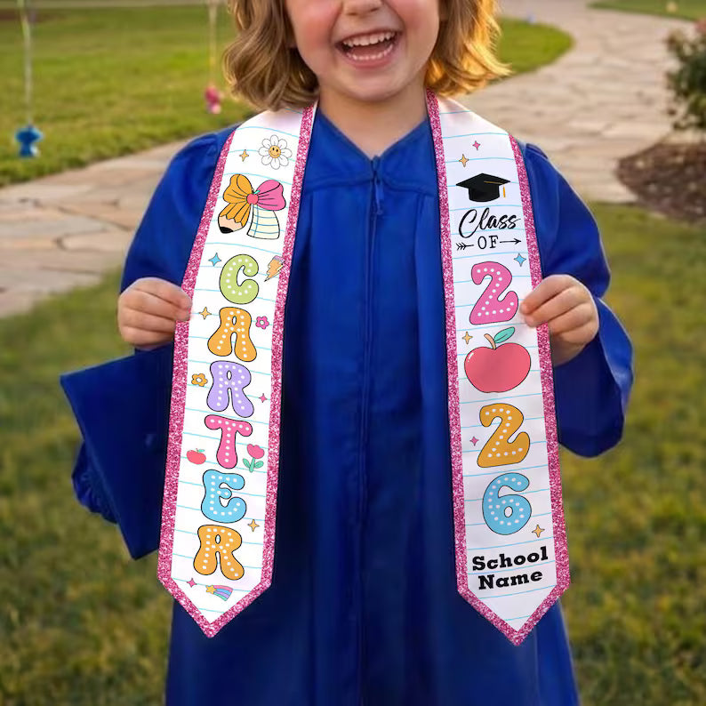 Custom Kids Graduation Stole – Class of 2026 Sash