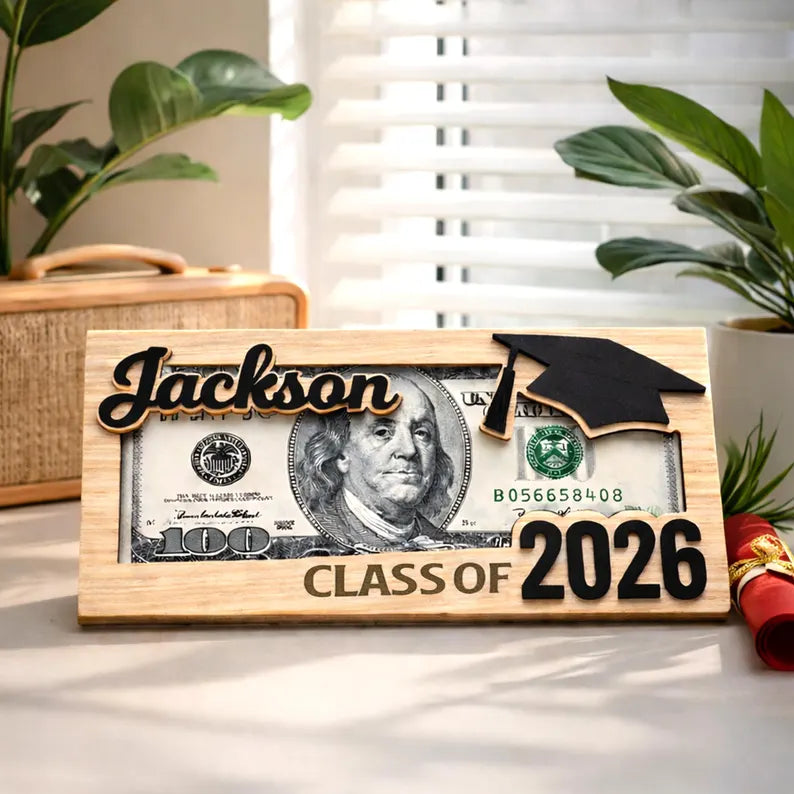 Custom Graduation Cash Holder, Class of 2026 Gift, Senior Gift, Grad Party Gift