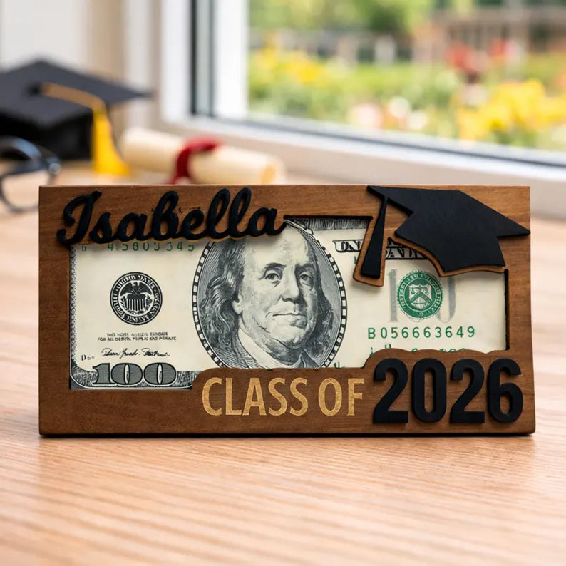 Custom Graduation Cash Holder, Class of 2026 Gift, Senior Gift, Grad Party Gift