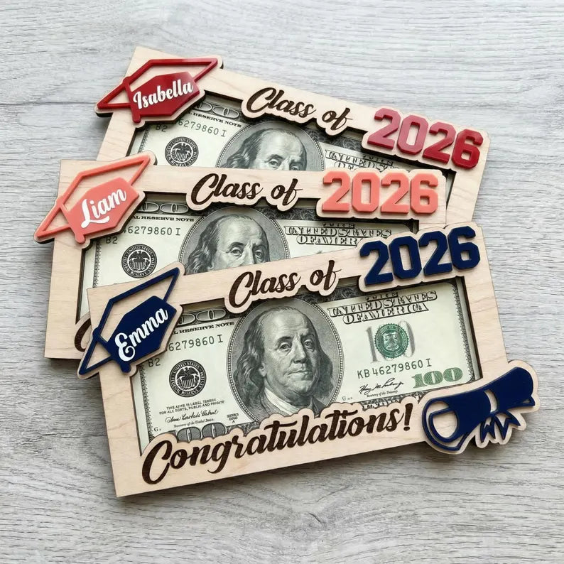 Personalized Graduation Money Holder, Class of 2026, High School Graduation