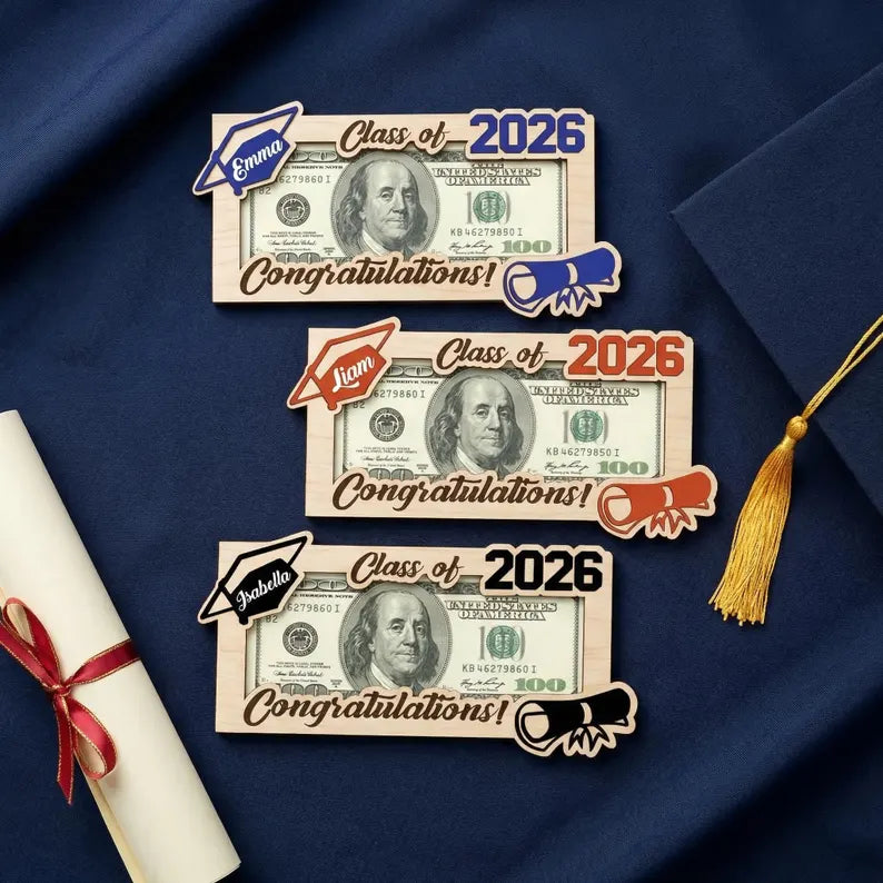 Personalized Graduation Money Holder, Class of 2026, High School Graduation