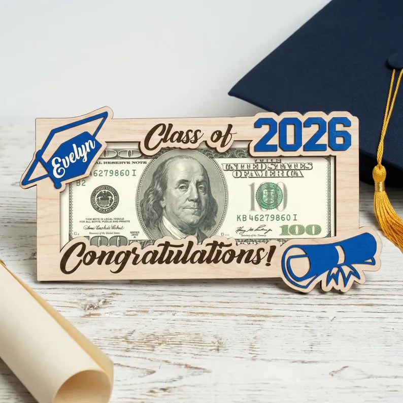 Personalized Graduation Money Holder, Class of 2026, High School Graduation