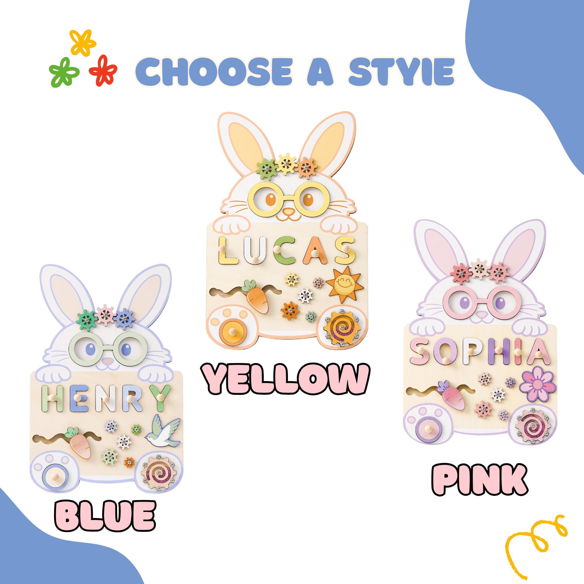 Custom Rabbit Name Puzzle – Personalized Early Learning Busy Board