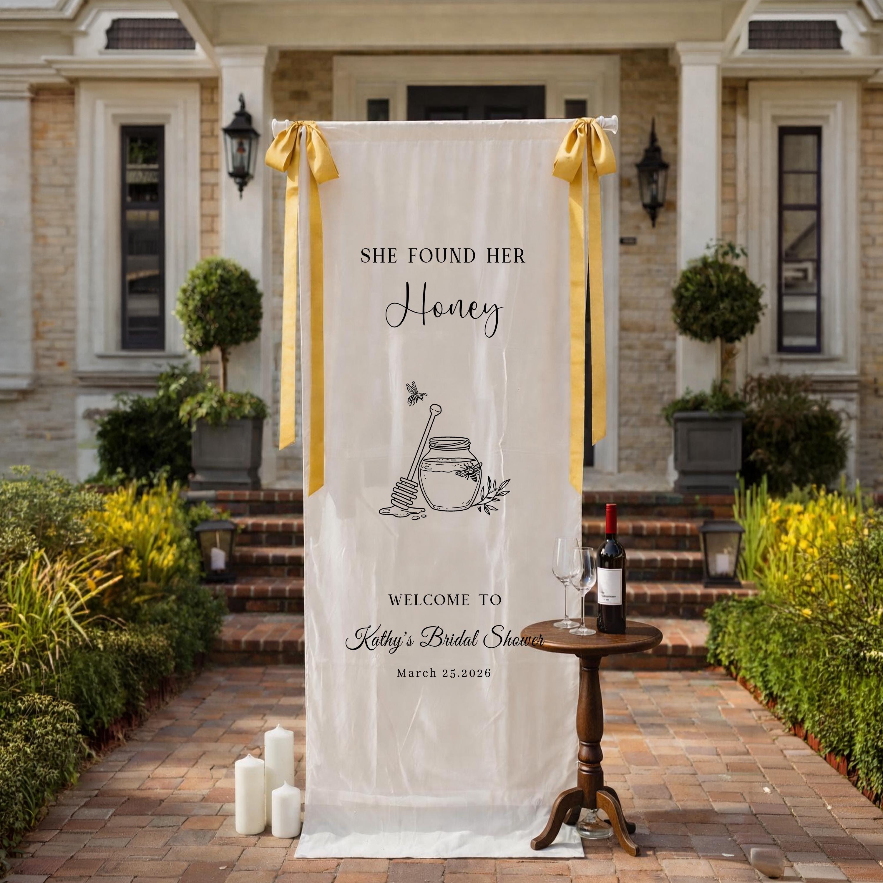 Personalized Bridal Shower Decor, Honey Bee Bridal Shower Linen Banner