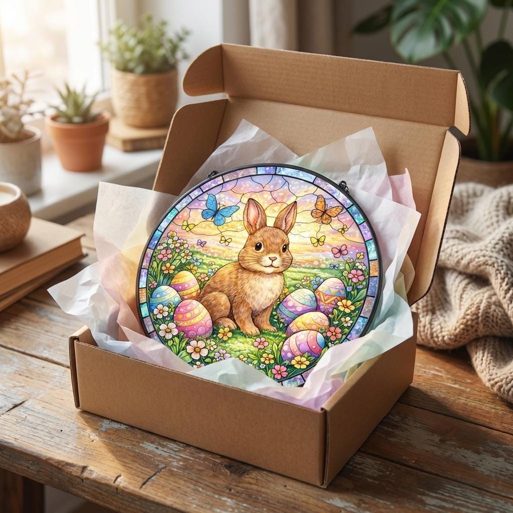 Bunny Suncatcher, Easter Window Decor, Spring Hanging Art