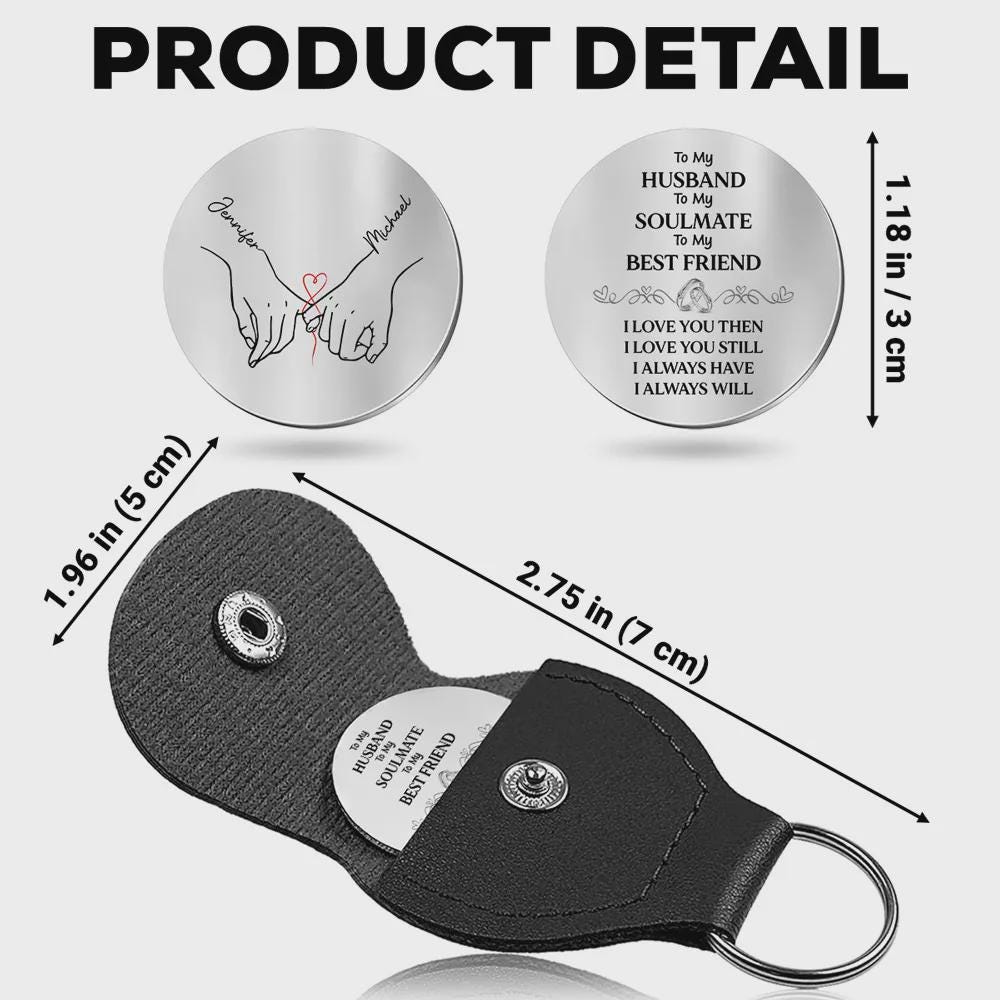 Couple Pocket Hug Keychain, Personalized Love Coin, Custom Name Anniversary Gift, Romantic Couple Keepsake
