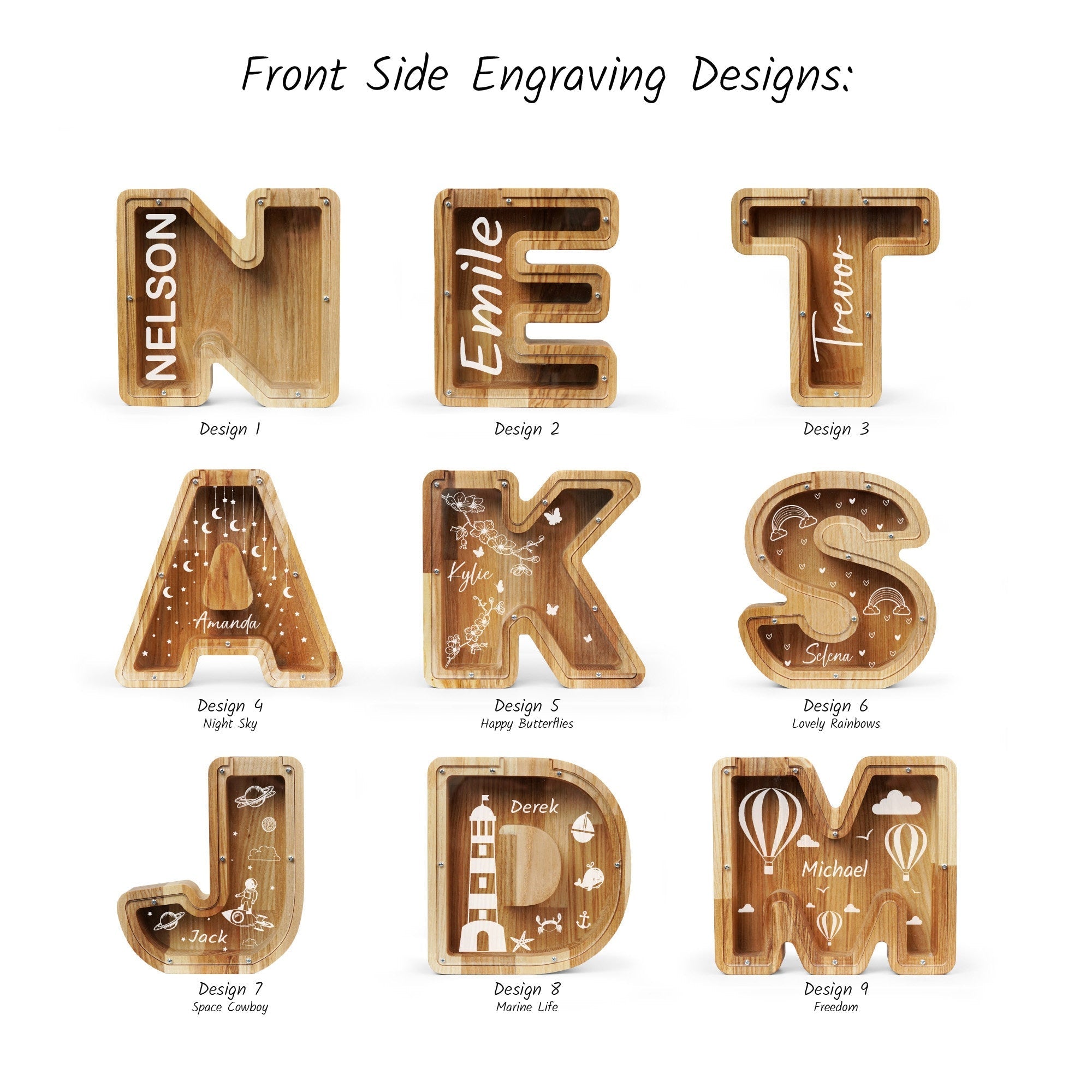 Personalized Letter Piggy Bank For Kids, Custom Money Box for Birthday Gift, Name Engraved Coin Jar