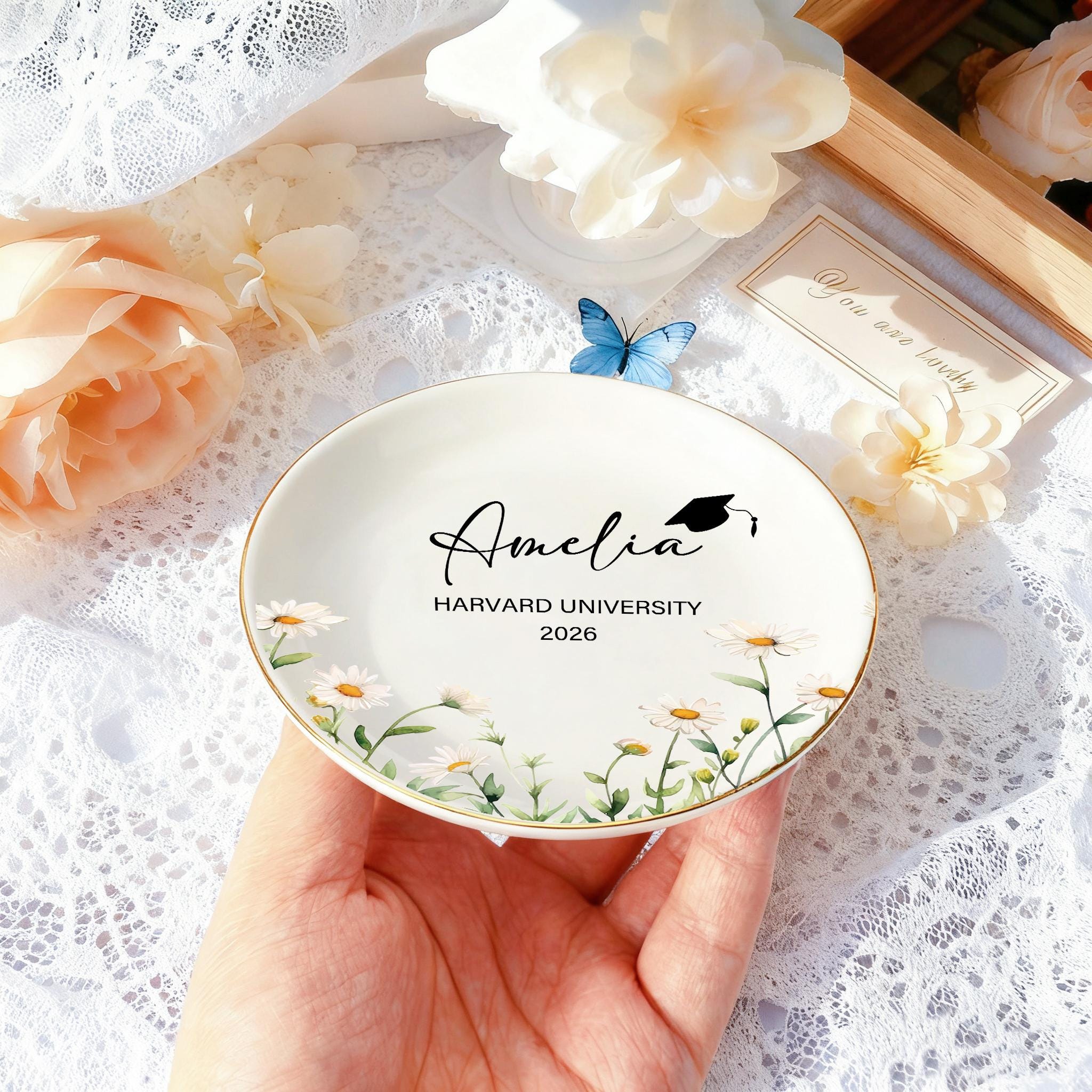 Personalized Wildflower Graduation Jewelry Tray