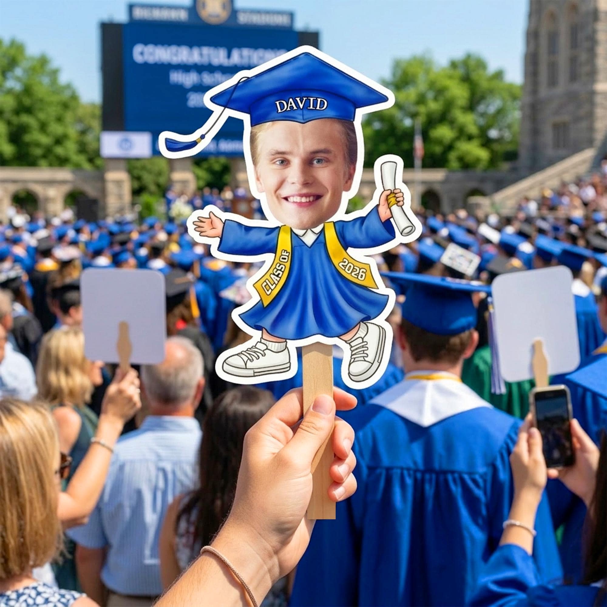 Custom Photo Graduation Fan, Personalized Face Fans, Class of 2026