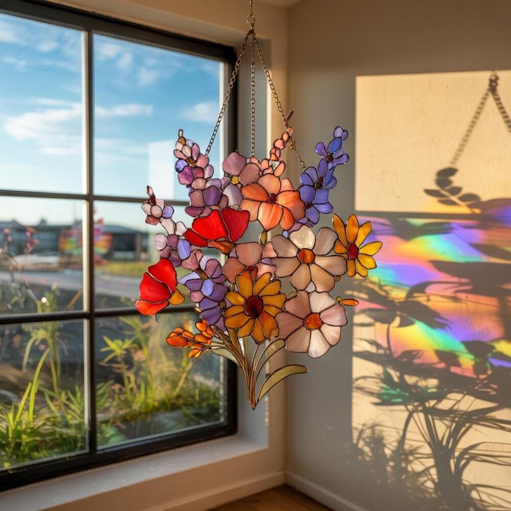 Wildflower Suncatcher, Acrylic Window Decor, Flower Lover Gift