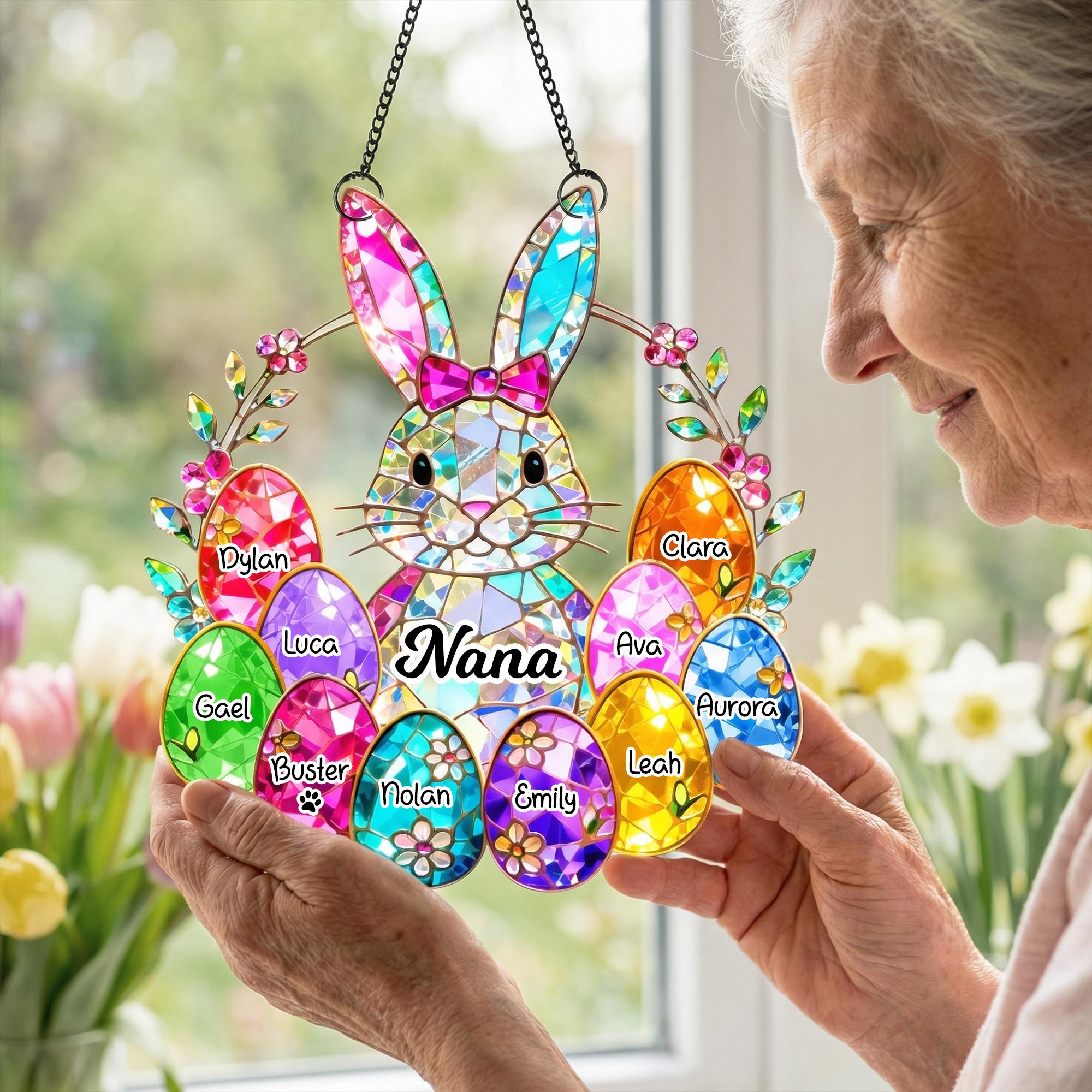 Personalized Easter Bunny Grandma Suncatcher – Custom Acrylic Gift