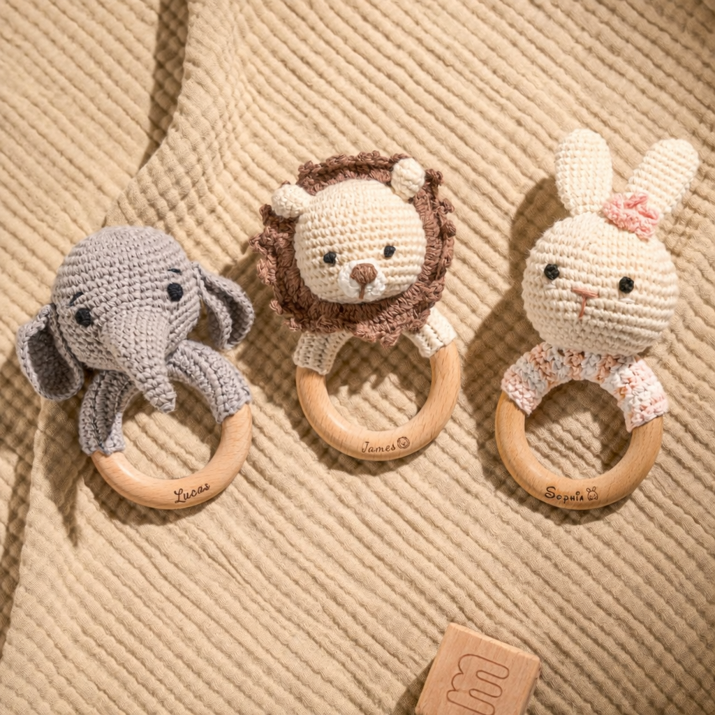 Custom Easter Rattle – Personalized Bunny Baby Toy