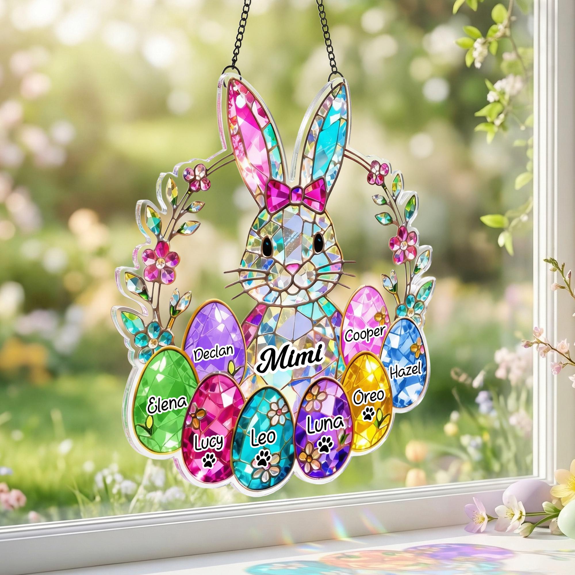 Personalized Easter Bunny Grandma Suncatcher – Custom Acrylic Gift