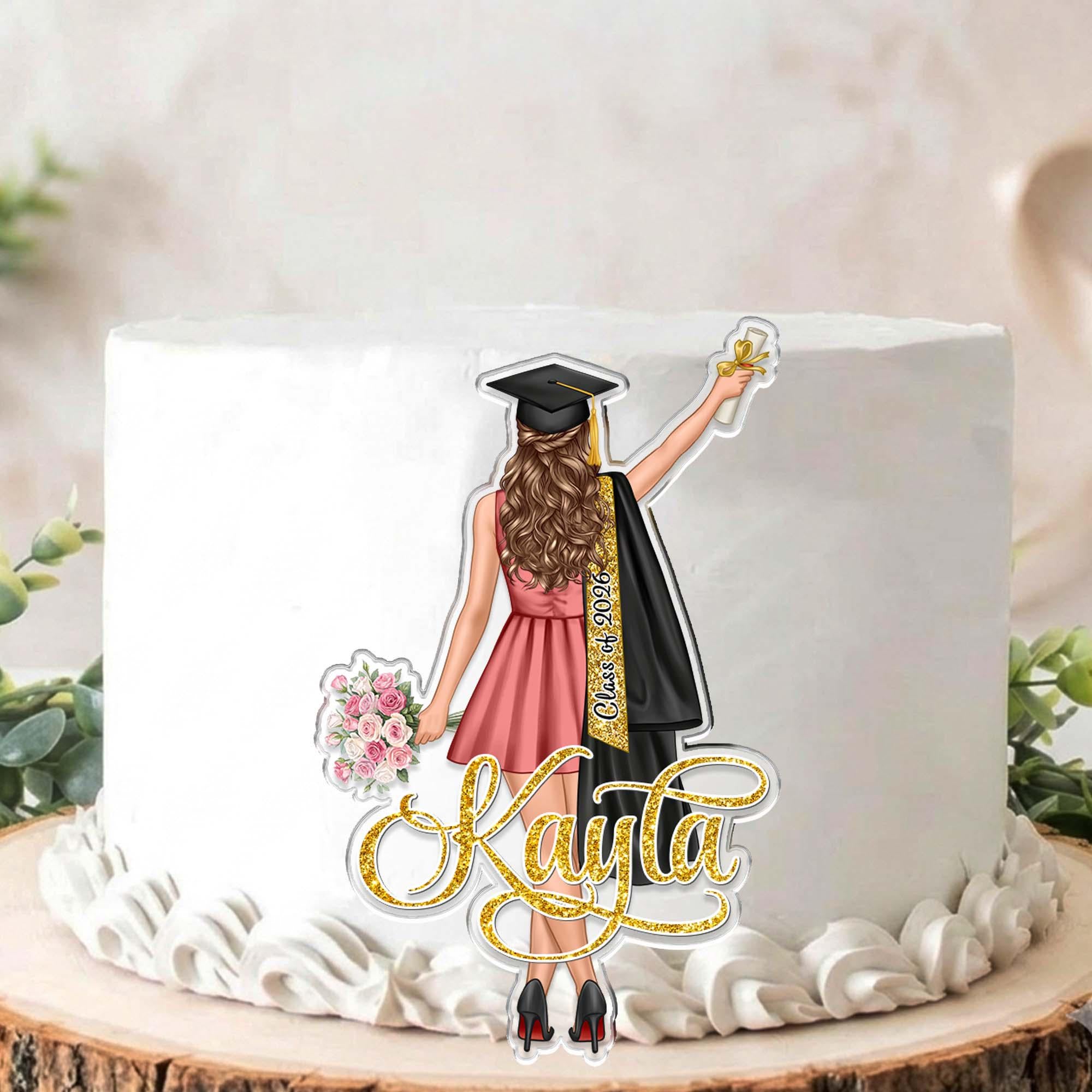 Custom Graduation Cake Topper for Girls – Celebrate Her Achievement in Style!