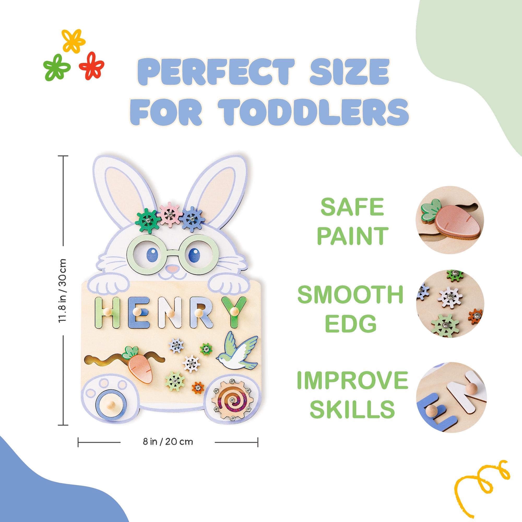 Custom Rabbit Name Puzzle – Personalized Early Learning Busy Board