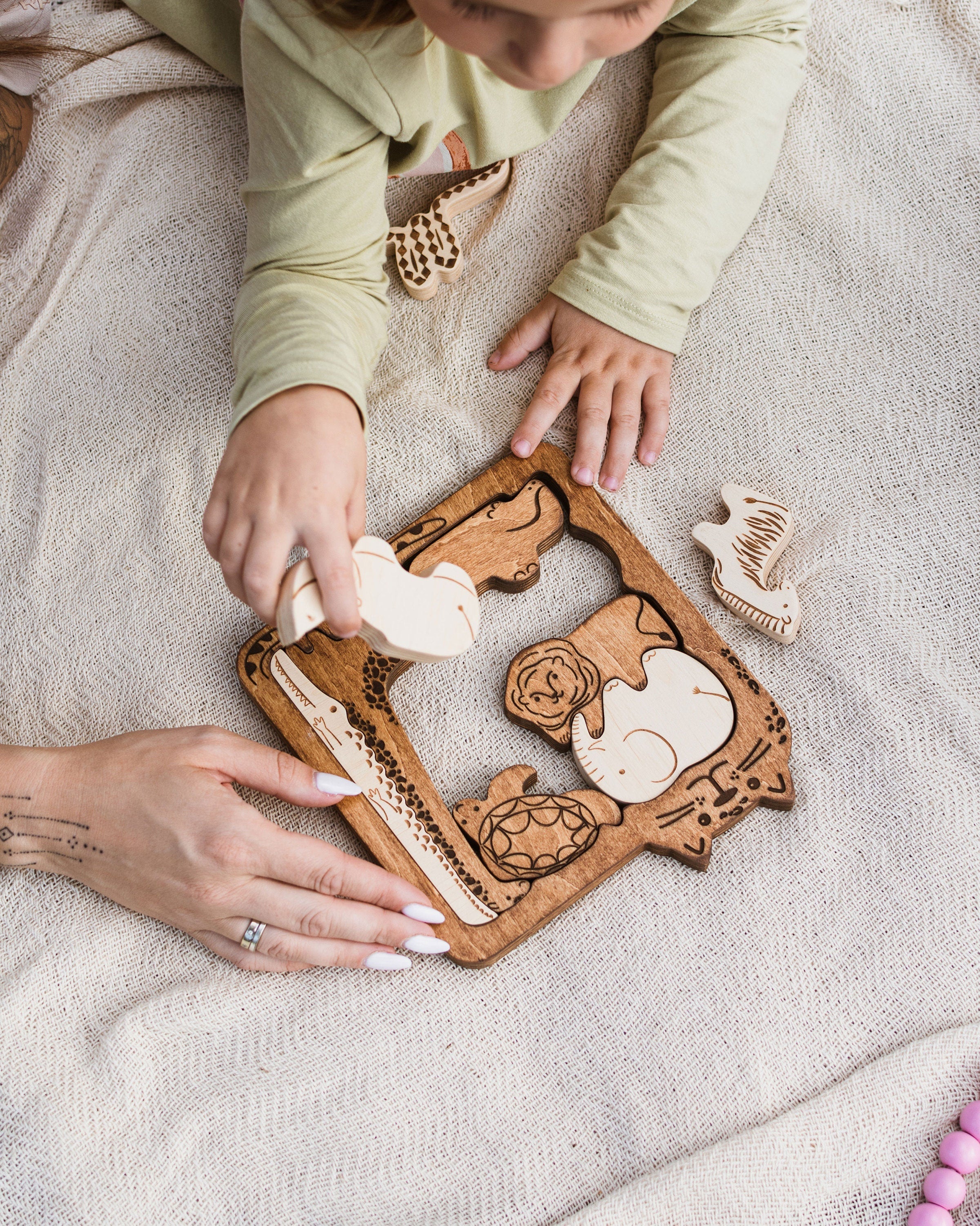 Wooden Brain Teaser Puzzle For Baby Toddler Wood Kids Toys Developmental Toy