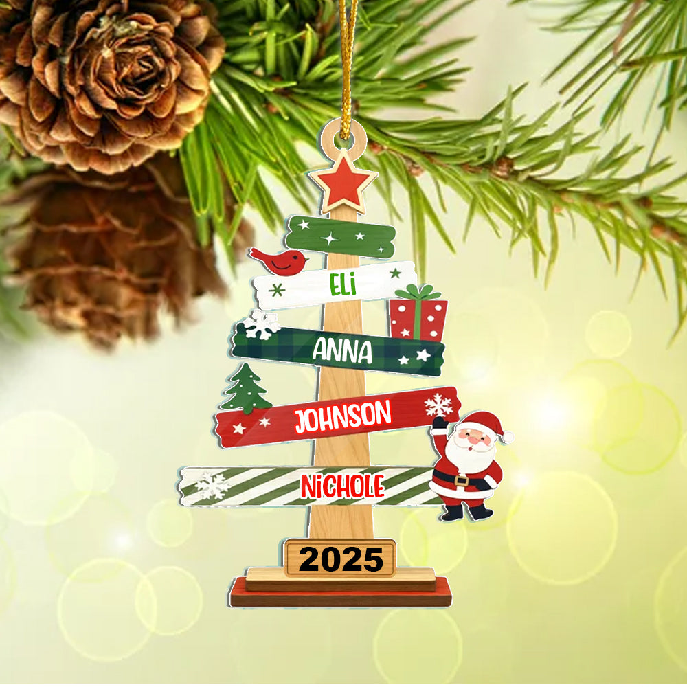 Our Family Christmas Tree Acrylic Ornament - Personalized Christmas Gifts For Mom, Dad, Kids, Family