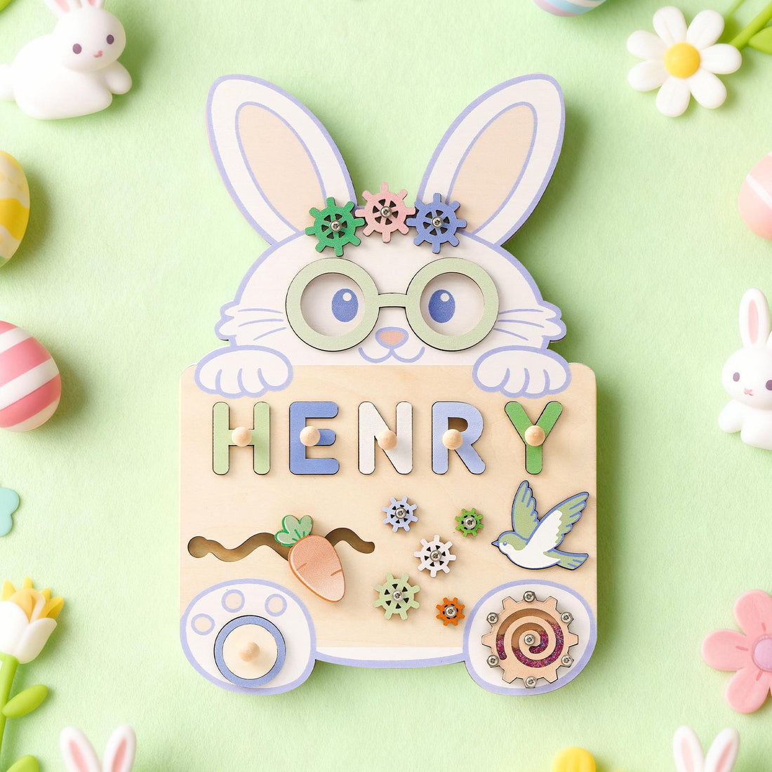 Custom Rabbit Name Puzzle – Personalized Early Learning Busy Board
