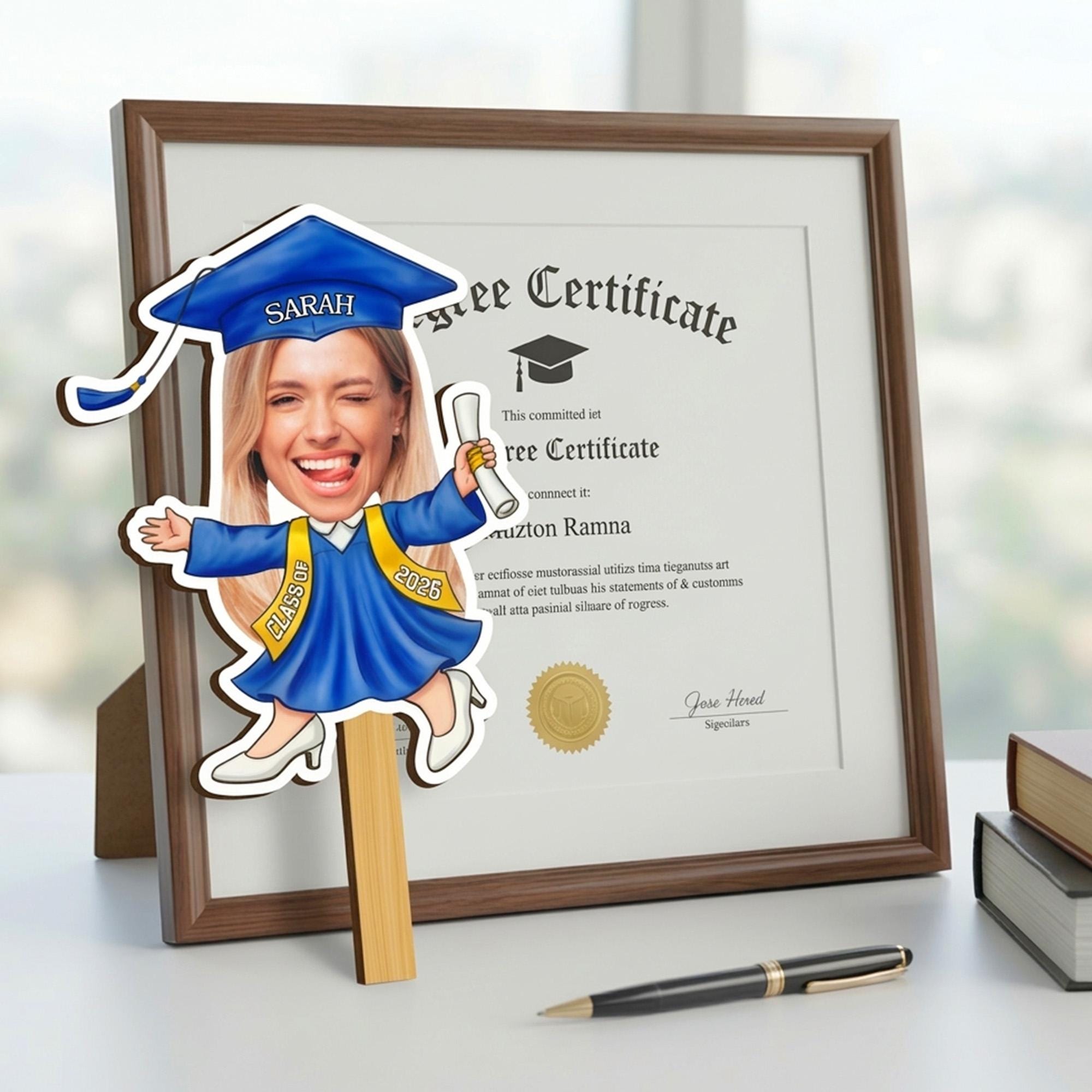Custom Photo Graduation Fan, Personalized Face Fans, Class of 2026