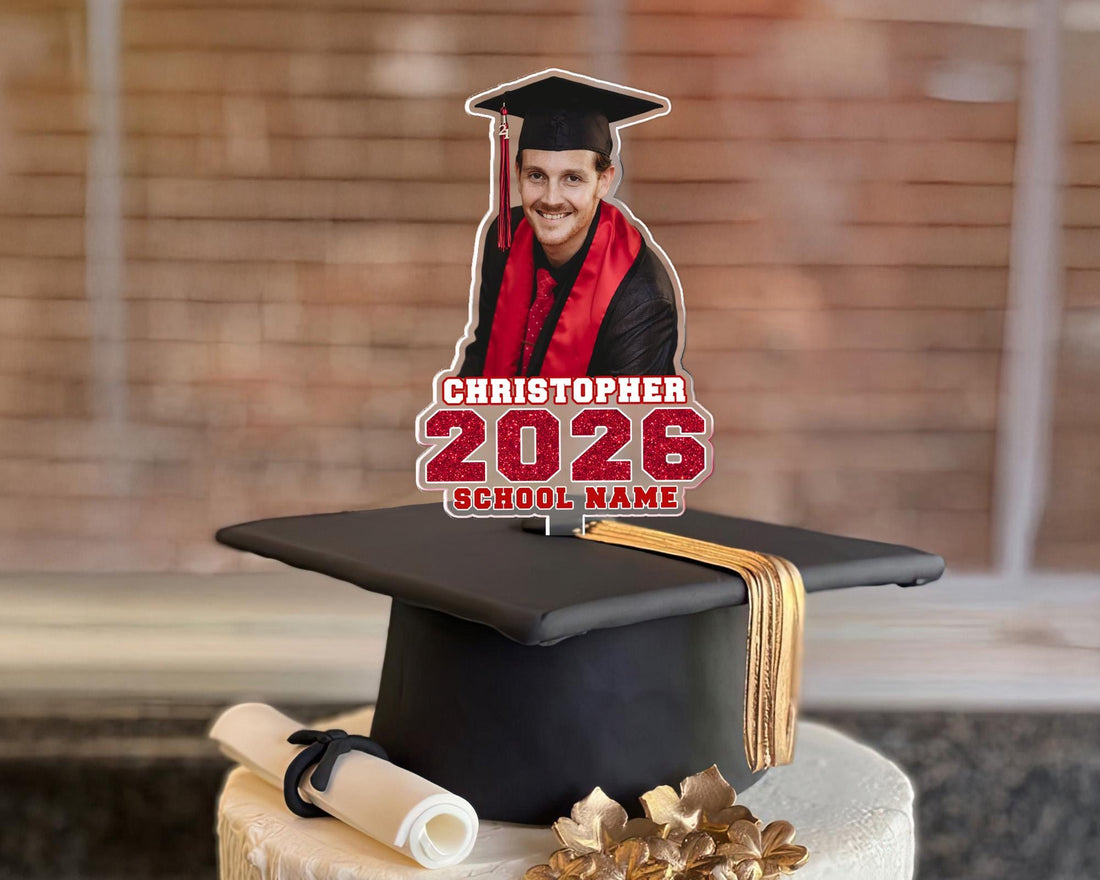 Custom Photo Graduation Cake Topper – Celebrate the Class of 2026 in Style