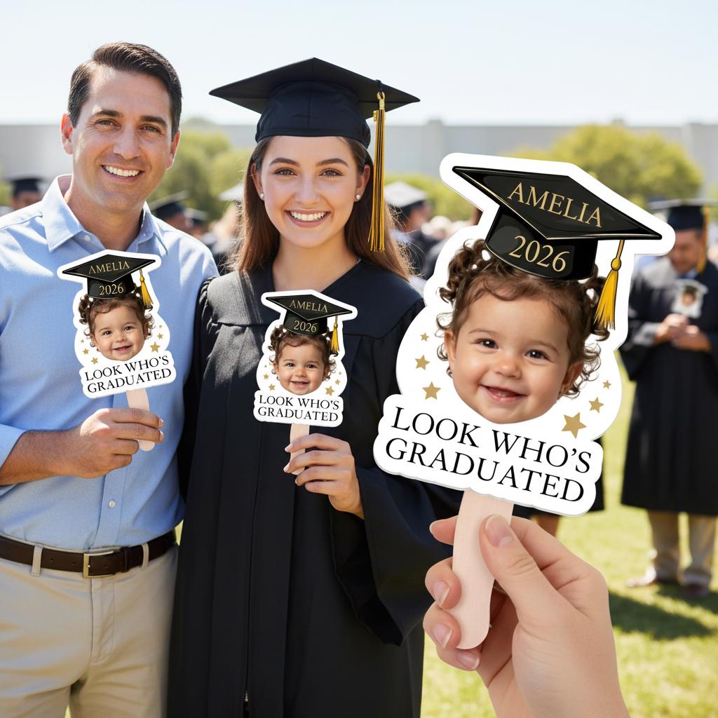 Personalized Graduation Photo Fan, Custom Class of 2026 Keepsake Prop