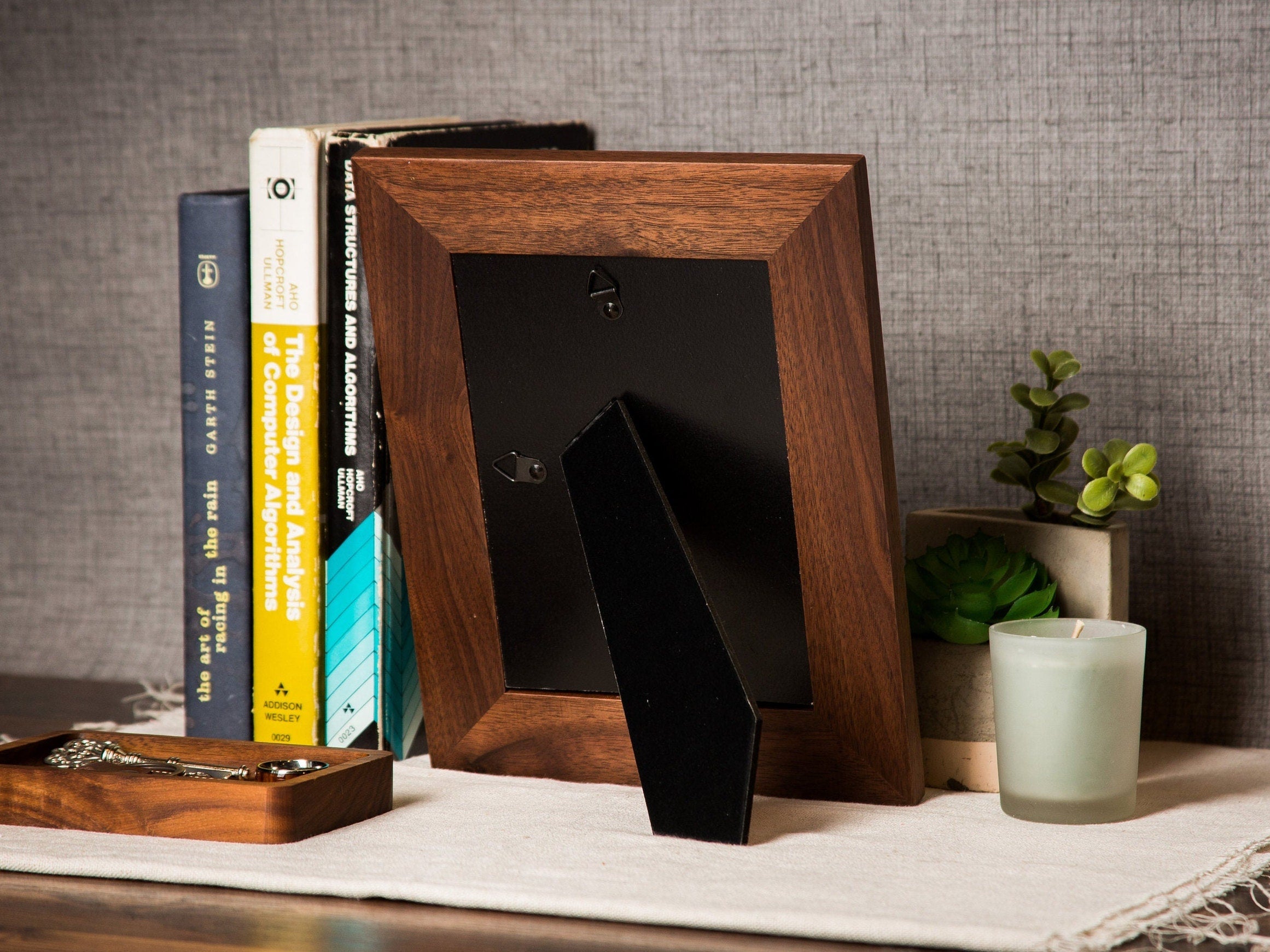 Engraved Wood Frame - Custom Personalized Walnut Photo Frame, 5th Anniversary, Picture Print Display Engagement Wedding Gift for Bride Groom