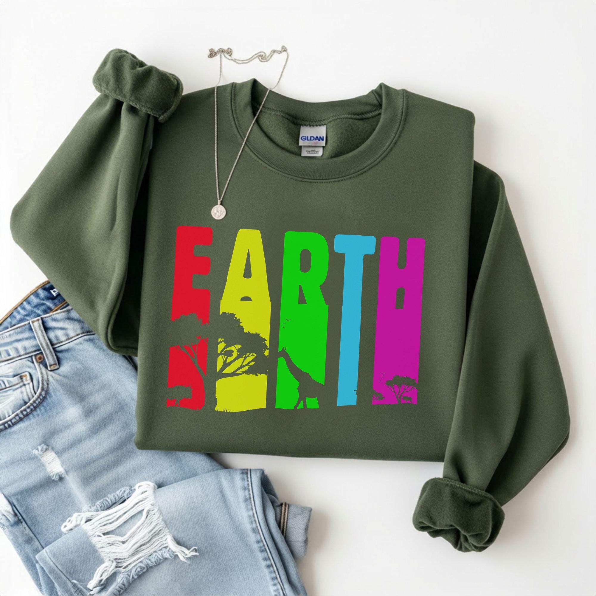 Earth Day Safari Animals Sweatshirt – Save Wildlife Hoodie, Nature Lover Gift