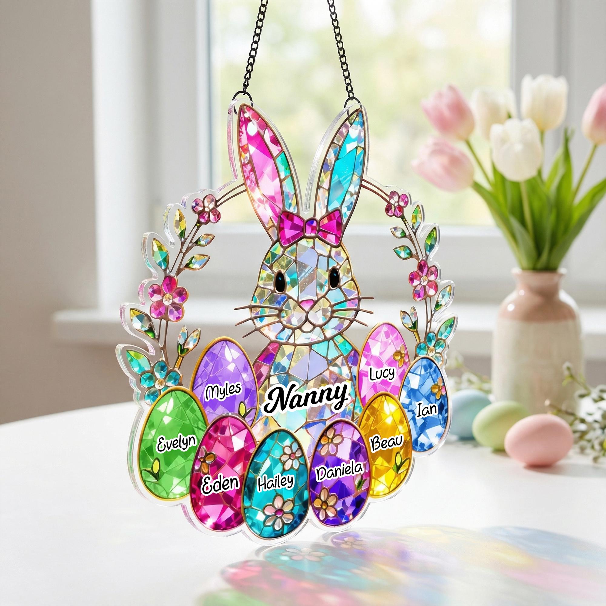 Personalized Easter Bunny Grandma Suncatcher – Custom Acrylic Gift