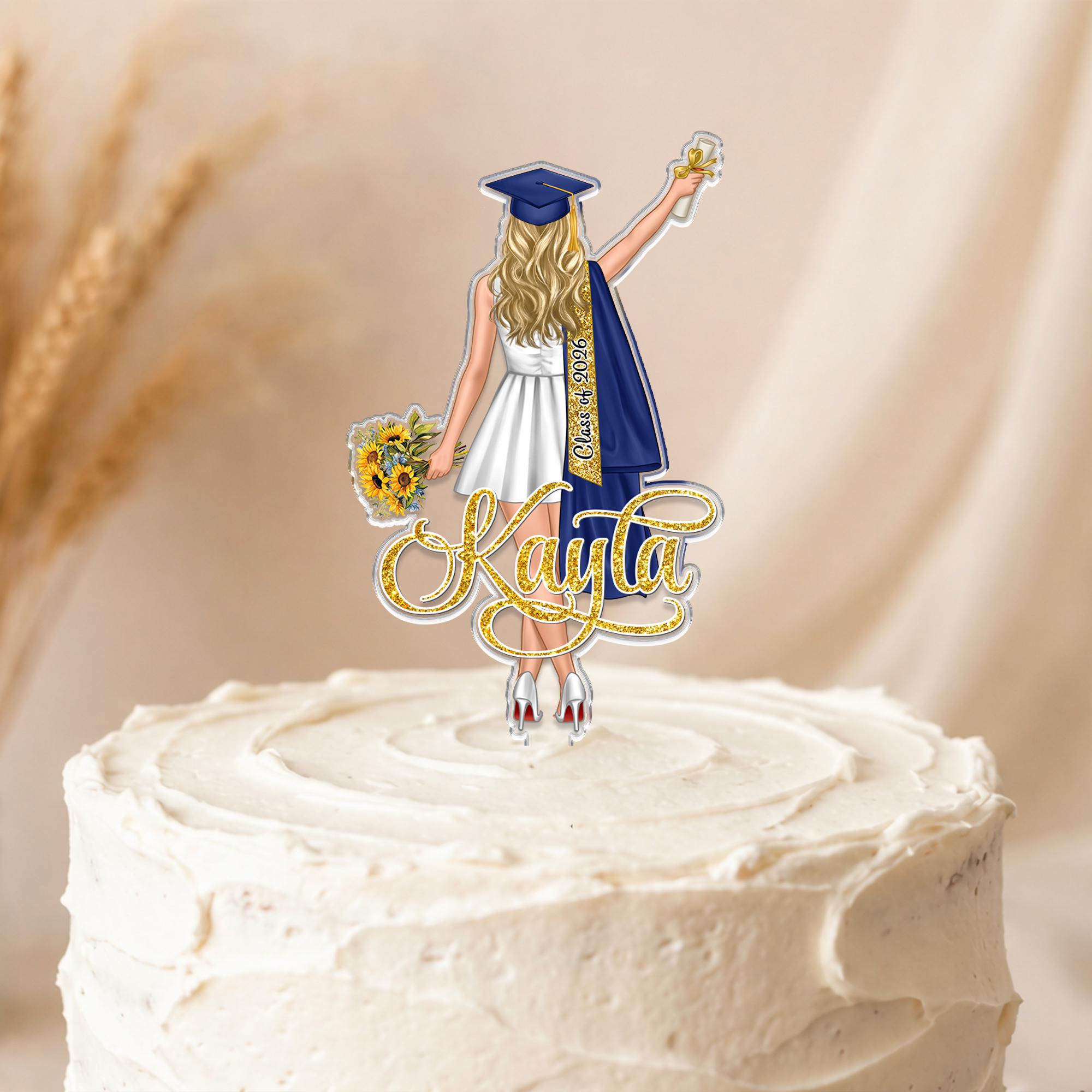 Custom Graduation Cake Topper for Girls – Celebrate Her Achievement in Style!