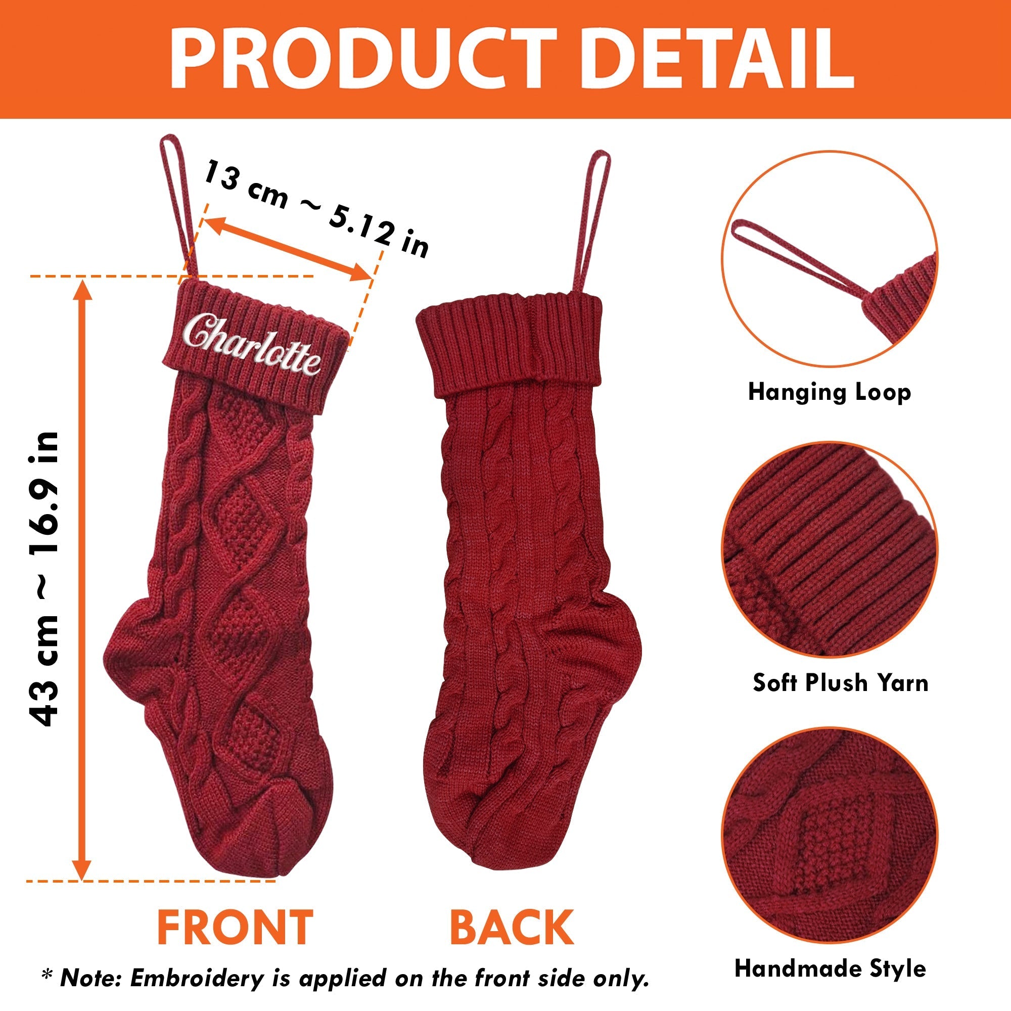 Embroidered Christmas Stockings - Personalized Stocking - Christmas gift - Custom Name Stocking