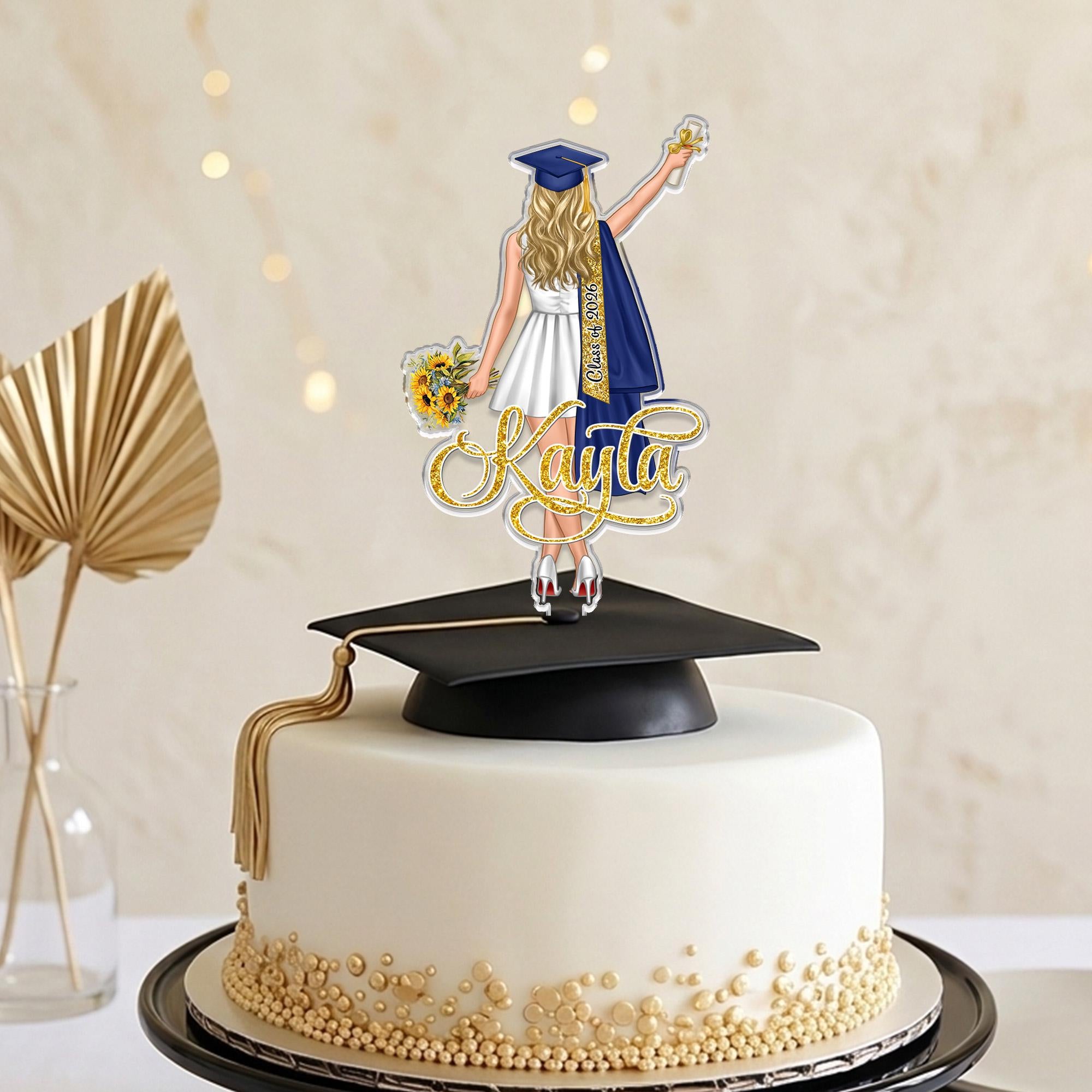 Custom Graduation Cake Topper for Girls – Celebrate Her Achievement in Style!