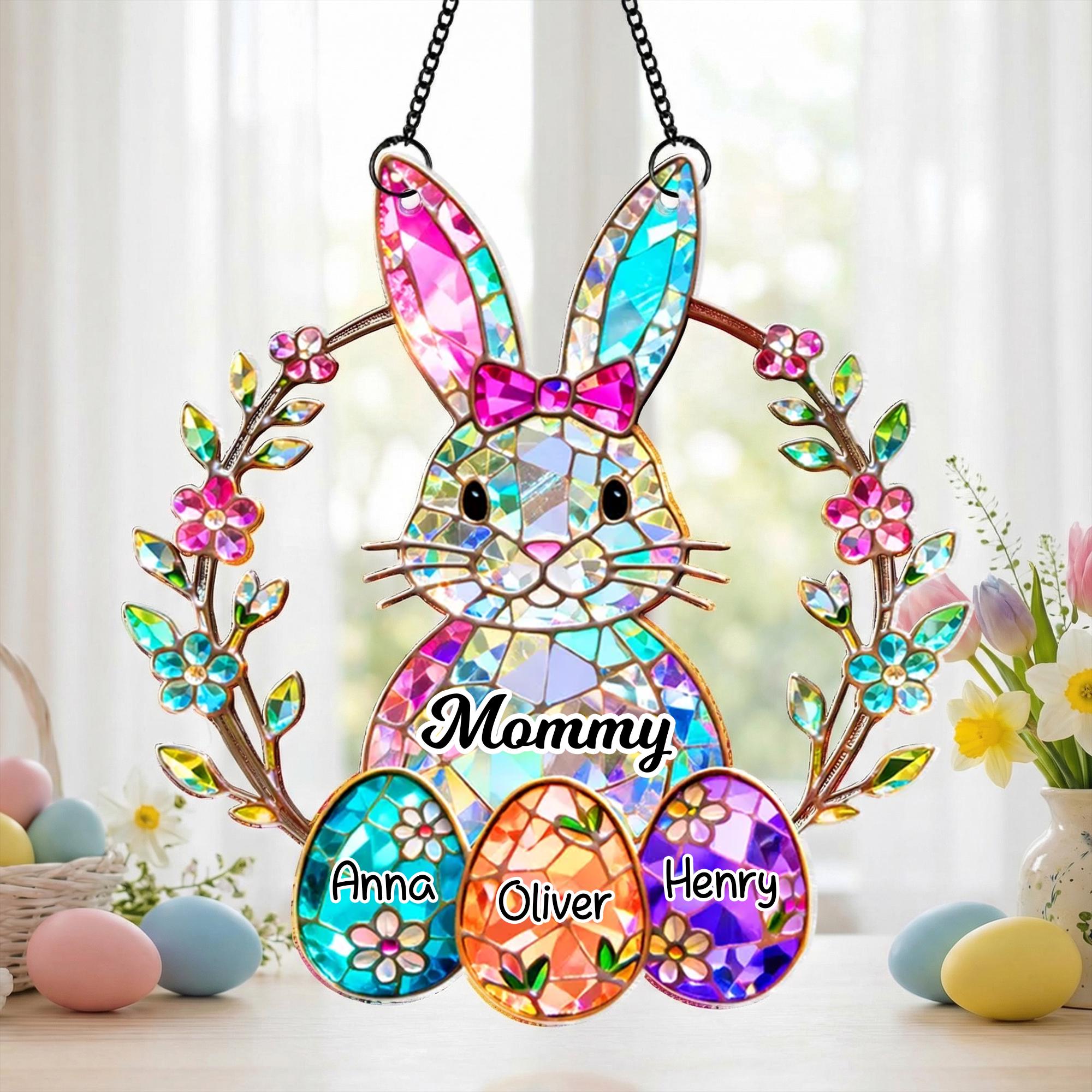 Personalized Easter Bunny Grandma Suncatcher – Custom Acrylic Gift